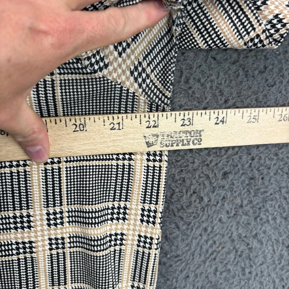 Guess Los Angeles Mens Large Plaid Graphic T-Shirt Tan Black Side Stripe Tee - Picture 3 of 6